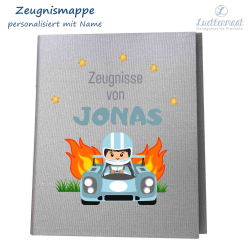 Zeugnismappe mit Bügelbild Rennwagen